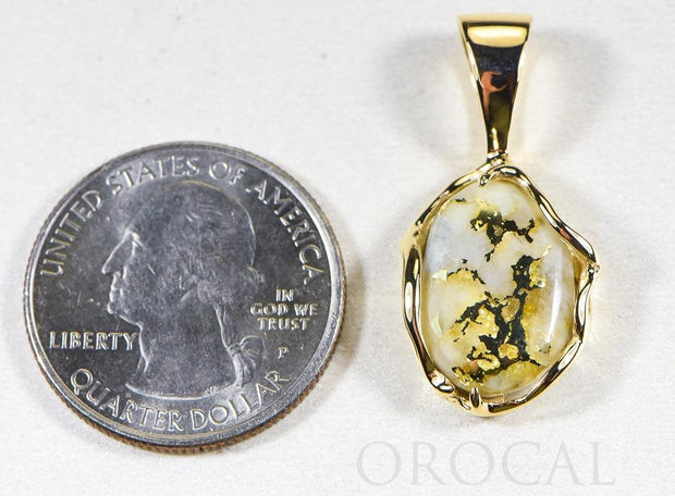 Gold Quartz Pendant  "Orocal" PRL232LQ Genuine Hand Crafted Jewelry - 14K Gold Yellow Gold Casting