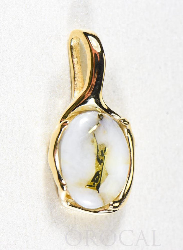Gold Quartz Pendant  "Orocal" PRL958Q Genuine Hand Crafted Jewelry - 14K Gold Yellow Gold Casting