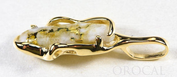 Gold Quartz Pendant  "Orocal" PRL999Q Genuine Hand Crafted Jewelry - 14K Gold Yellow Gold Casting