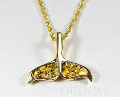 Gold Nugget Pendant Whales Tail "Orocal" PDLWT8LOL Genuine Hand Crafted Jewelry - 14K Gold Yellow Gold Casting