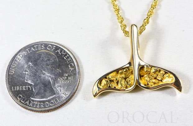 Gold Nugget Pendant Whales Tail "Orocal" PDLWT8LOL Genuine Hand Crafted Jewelry - 14K Gold Yellow Gold Casting