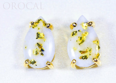 Gold Quartz Earrings "Orocal" E13*8Q Genuine Hand Crafted Jewelry - 14K Gold Casting