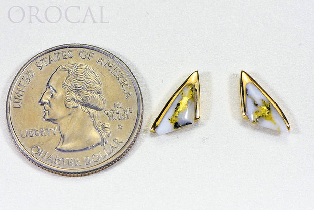 Gold Quartz Earrings "Orocal" EDL25SQ Genuine Hand Crafted Jewelry - 14K Gold Casting