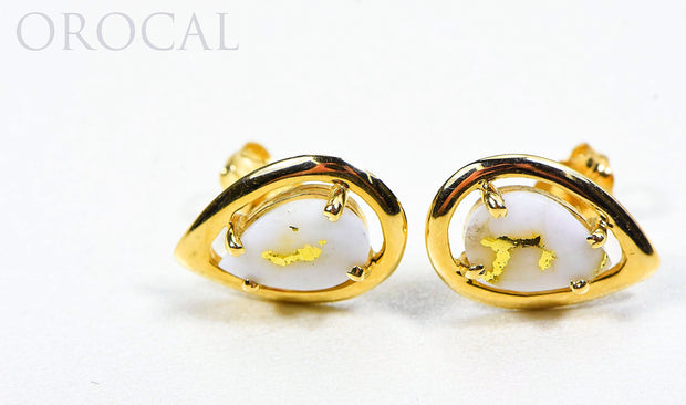Gold Quartz Earrings "Orocal" EN442MQ Genuine Hand Crafted Jewelry - 14K Gold Casting