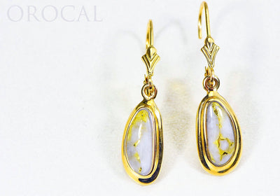 Gold Quartz Earrings "Orocal" EN762Q/LB Genuine Hand Crafted Jewelry - 14K Gold Casting