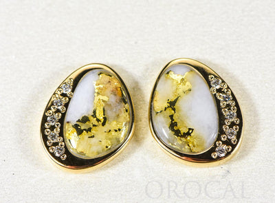 Gold Quartz Earrings "Orocal" ESC106DQ Genuine Hand Crafted Jewelry - 14K Gold Casting