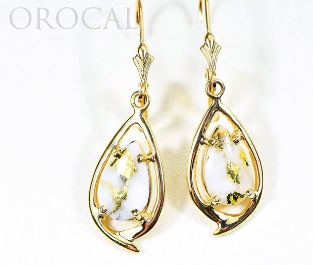 Gold Quartz Earrings "Orocal" EN774Q/LB Genuine Hand Crafted Jewelry - 14K Gold Casting