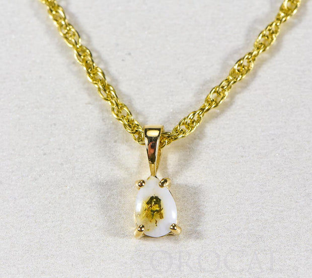 Gold Quartz Pendant  "Orocal" P7*5QX Genuine Hand Crafted Jewelry - 14K Gold Yellow Gold Casting