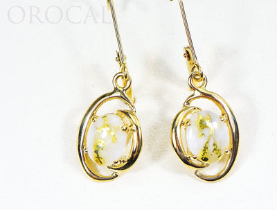 Gold Quartz Earrings "Orocal" EN805Q/LB Genuine Hand Crafted Jewelry - 14K Gold Casting