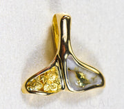 Gold Quartz Pendant Whales Tail "Orocal" PDLWT112NQ Genuine Hand Crafted Jewelry - 14K Gold Yellow Gold Casting