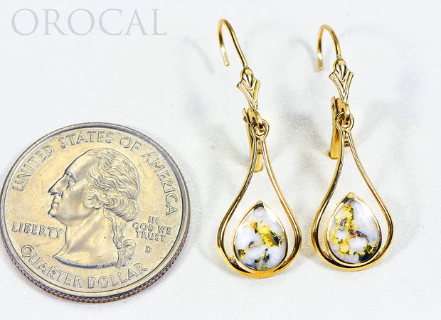 Gold Quartz Earrings "Orocal" EN869Q/LB Genuine Hand Crafted Jewelry - 14K Gold Casting