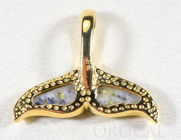 Gold Quartz Pendant Whales Tail "Orocal" PDLWT8HMQX Genuine Hand Crafted Jewelry - 14K Gold Yellow Gold Casting