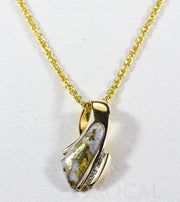 Gold Quartz Pendant "Orocal" PDL4SD10QX Genuine Hand Crafted Jewelry - 14K Gold Yellow Gold Casting