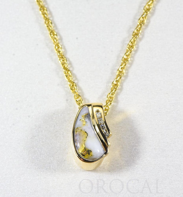 Gold Quartz Pendant "Orocal" PDL47SD8QX Genuine Hand Crafted Jewelry - 14K Gold Yellow Gold Casting
