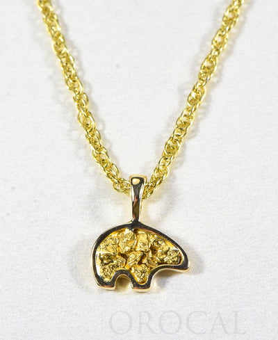 Gold Nugget Pendant Bear "Orocal" PBR1SOLX Genuine Hand Crafted Jewelry - 14K Gold Yellow Gold Casting