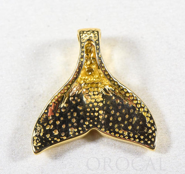 Gold Nugget Pendant Whales Tail "Orocal" PDLWT16SDN Genuine Hand Crafted Jewelry - 14K Gold Yellow Gold Casting