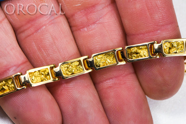 Men's Solid 10K Yellow Gold Nugget Style ID Bracelet 14MM 9