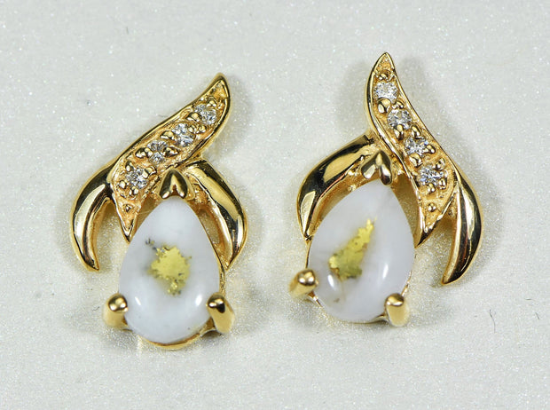 Gold Quartz Earrings "Orocal" EN792SDQ Genuine Hand Crafted Jewelry - 14K Gold Casting