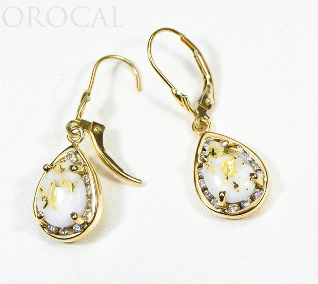 Gold Quartz Earrings "Orocal" EN630D60Q/LB Genuine Hand Crafted Jewelry - 14K Gold Casting