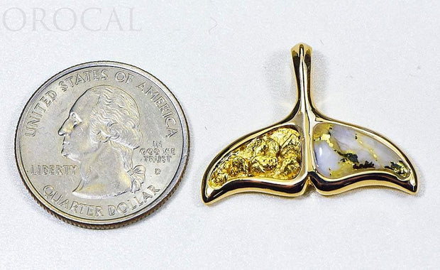 Gold Quartz Pendant Whales Tail "Orocal" PAJWT302NQ Genuine Hand Crafted Jewelry - 14K Gold Casting