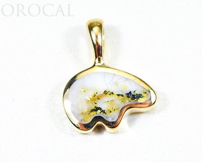 Gold Quartz Pendant Bear "Orocal" PBR1SHQX Genuine Hand Crafted Jewelry - 14K Gold Casting