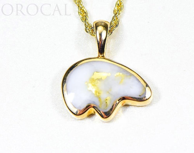 Gold Quartz Pendant Bear "Orocal" PBR1MHQX Genuine Hand Crafted Jewelry - 14K Gold Casting