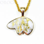 Gold Quartz Pendant Bear "Orocal" PBR1XLHQX Genuine Hand Crafted Jewelry - 14K Gold Casting