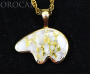 Gold Quartz Pendant Bear "Orocal" PBR1XLHQX Genuine Hand Crafted Jewelry - 14K Gold Casting