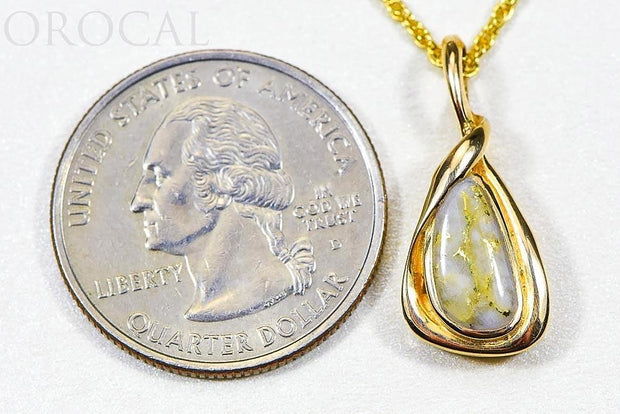 Gold Quartz Pendant "Orocal" PN822QX Genuine Hand Crafted Jewelry - 14K Gold Yellow Gold Casting