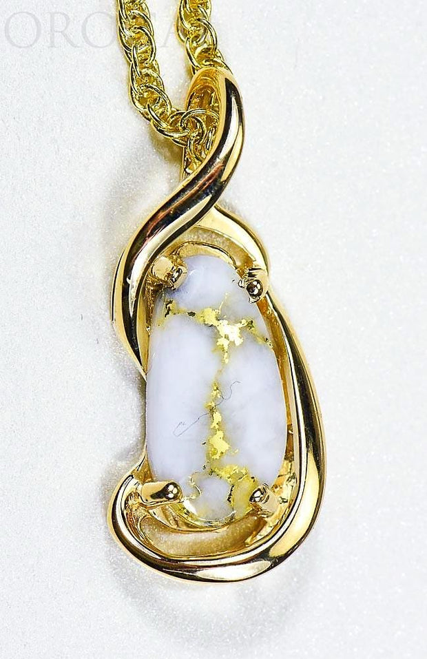 Gold Quartz Pendant "Orocal" PN784LQX Genuine Hand Crafted Jewelry - 14K Gold Yellow Gold Casting