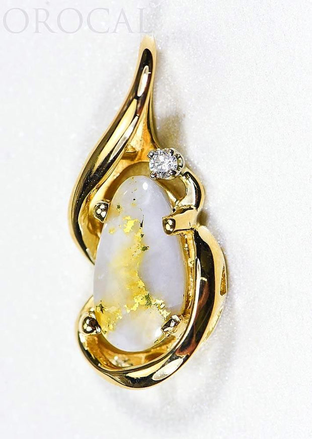 Gold Quartz Pendant "Orocal" PN784SDQX Genuine Hand Crafted Jewelry - 14K Gold Yellow Gold Casting