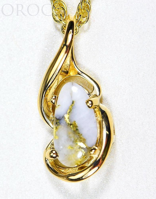 Gold Quartz Pendant "Orocal" PN784SQX Genuine Hand Crafted Jewelry - 14K Gold Yellow Gold Casting
