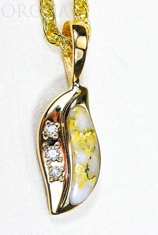 Gold Quartz Pendant "Orocal" PN806DQX Genuine Hand Crafted Jewelry - 14K Gold Yellow Gold Casting