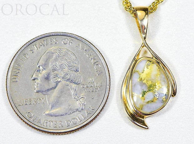 Gold Quartz Pendant "Orocal" PN1117Q Genuine Hand Crafted Jewelry - 14K Gold Yellow Gold Casting