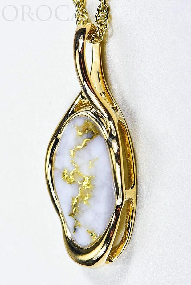 Gold Quartz Pendant "Orocal" PN790QX Genuine Hand Crafted Jewelry - 14K Gold Yellow Gold Casting