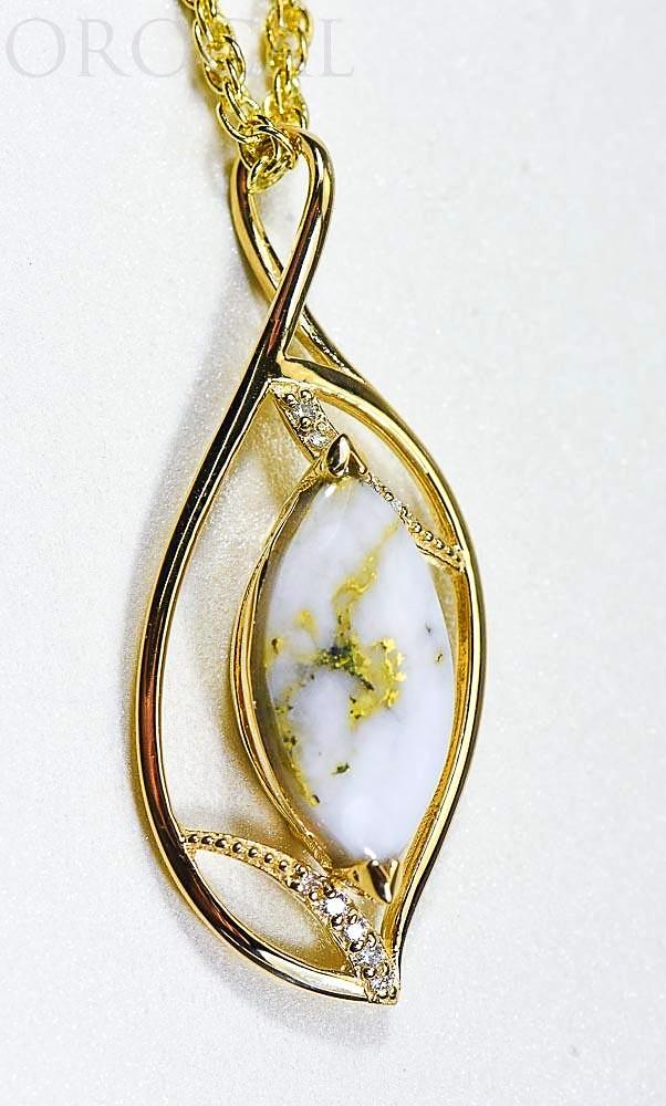 Gold Quartz Pendant "Orocal" PN1127DQ Genuine Hand Crafted Jewelry - 14K Gold Yellow Gold Casting