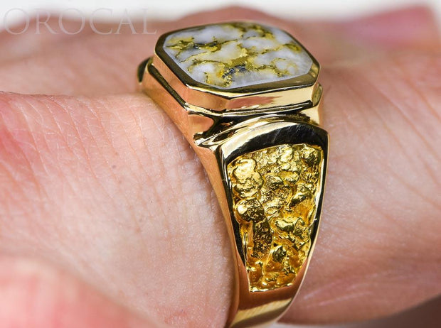 Gold Quartz Mens Ring "Orocal" RM962Q Genuine Hand Crafted Jewelry - 14K Gold Casting