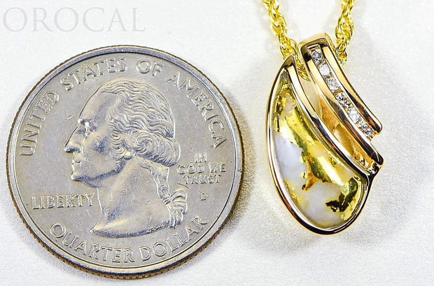 Gold Quartz Pendant "Orocal" PDL47D12QX Genuine Hand Crafted Jewelry - 14K Gold Yellow Gold Casting