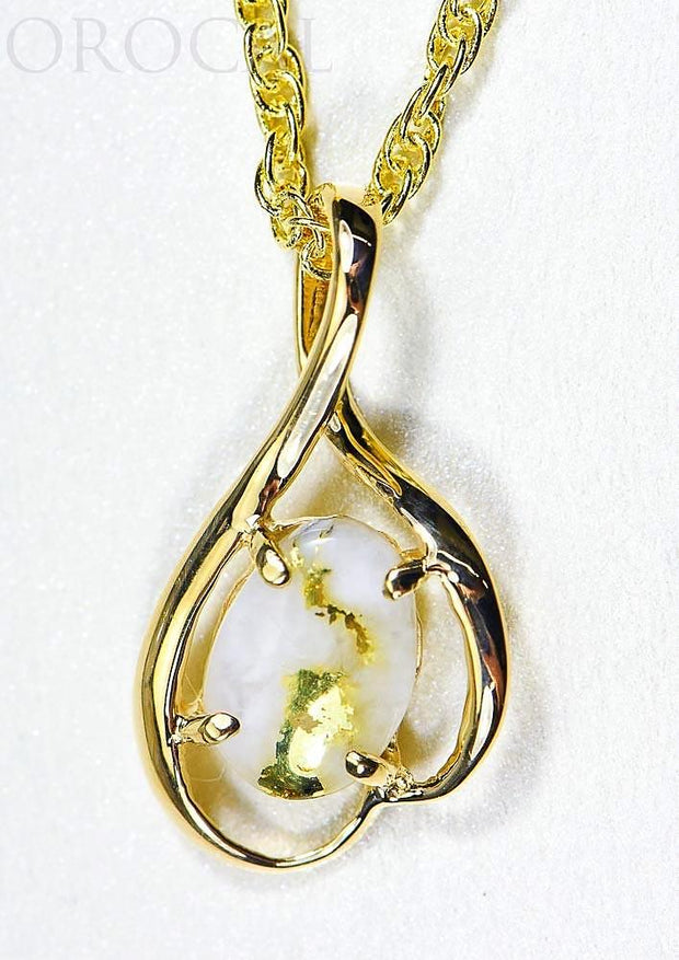 Gold Quartz Pendant "Orocal" PN867QX Genuine Hand Crafted Jewelry - 14K Gold Yellow Gold Casting