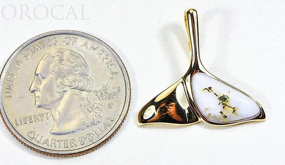 Gold Quartz Pendant Whales Tail 