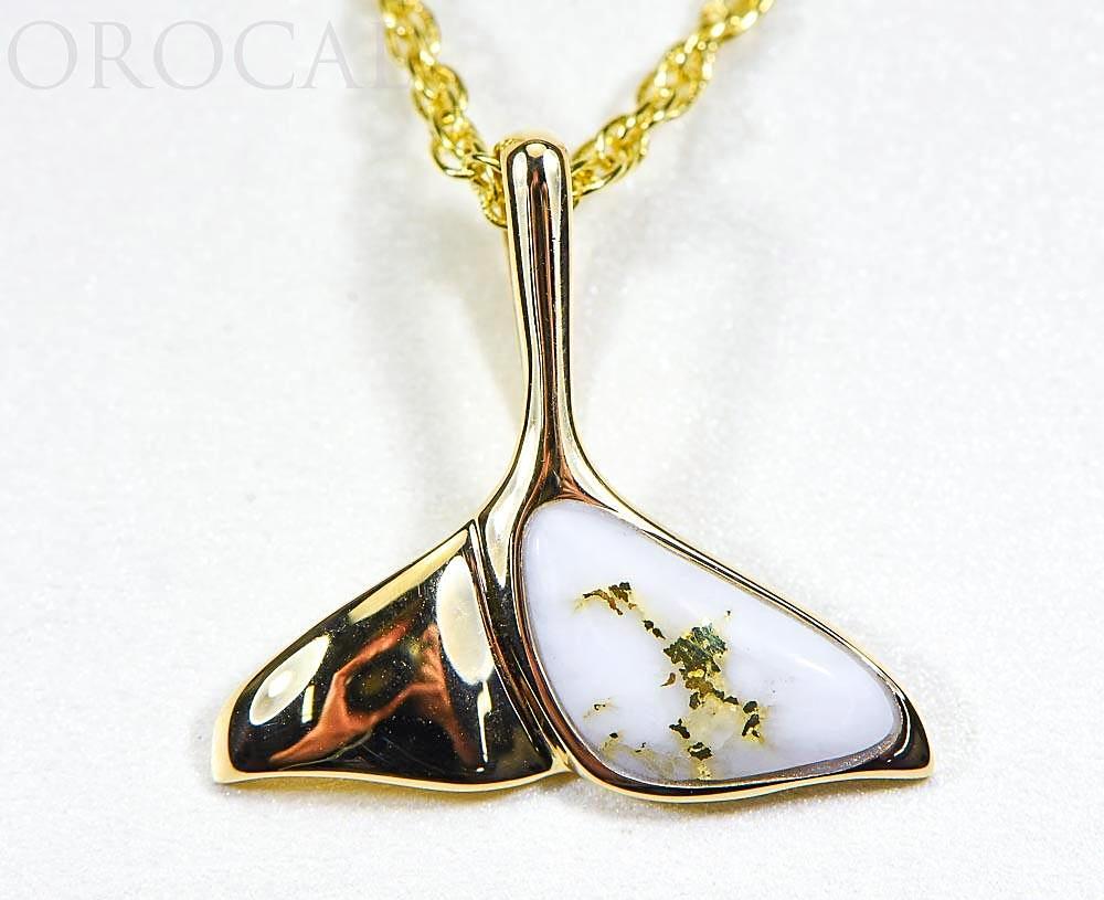 Gold Quartz Pendant Whales Tail 