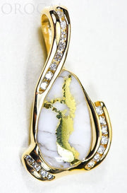 Gold Quartz Pendant "Orocal" PDL106D38QX Genuine Hand Crafted Jewelry - 14K Gold Yellow Gold Casting