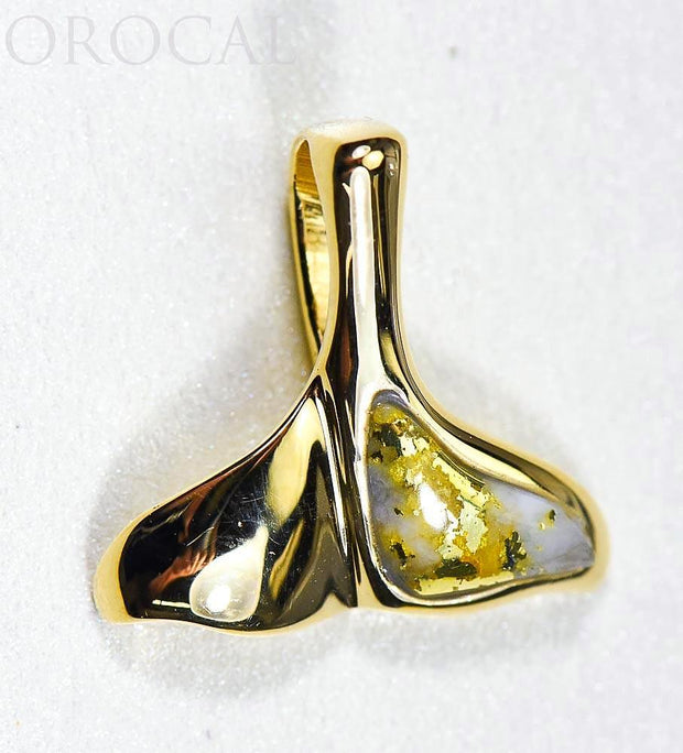 Gold Quartz Pendant Whales Tail "Orocal" PDLWT12QX Genuine Hand Crafted Jewelry - 14K Gold Yellow Gold Casting