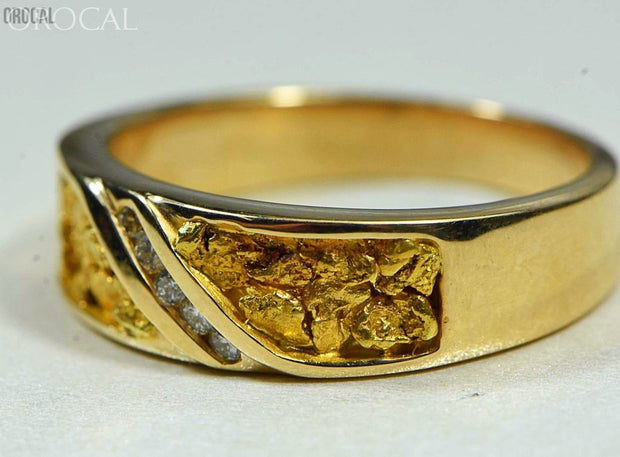Gold Nugget Mens Ring Orocal Rm610D10 Genuine Hand Crafted Jewelry - 14K Casting