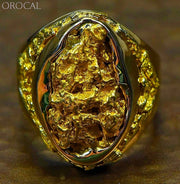 Gold Nugget Mens Ring Orocal Rmen116 Genuine Hand Crafted Jewelry - 14K Casting