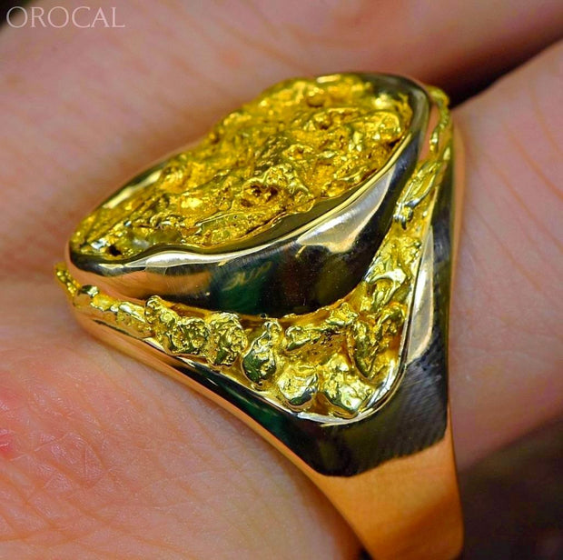 Gold Nugget Mens Ring Orocal Rmen116 Genuine Hand Crafted Jewelry - 14K Casting