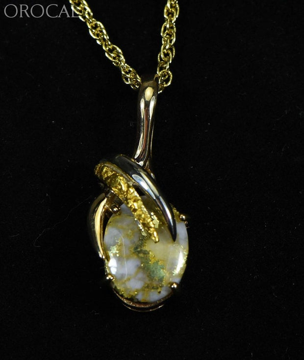 Gold Quartz Pendant & Nugget Orocal Pn819Nqx Genuine Hand Crafted Jewelry - 14K Yellow Casting