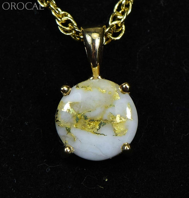Gold Quartz Pendant Orocal P10Mmqx Genuine Hand Crafted Jewelry - 14K Yellow Casting