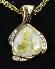 Gold Quartz Pendant Orocal Pdl105Sd16.5Qx Genuine Hand Crafted Jewelry - 14K Yellow Casting