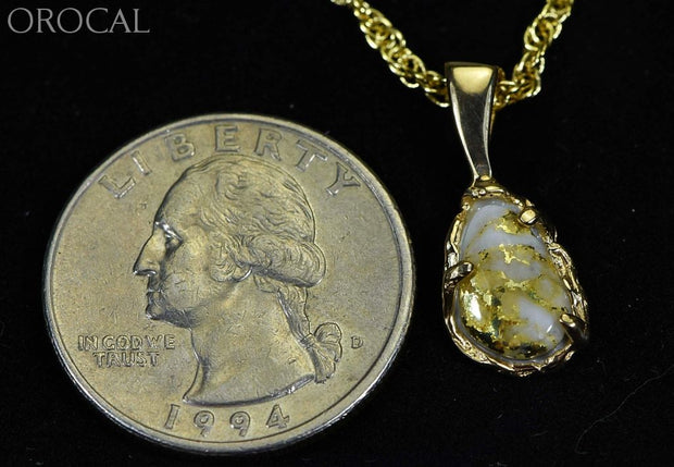Gold Quartz Pendant Orocal Pffq4 Genuine Hand Crafted Jewelry - 14K Yellow Casting